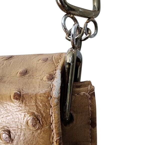 Vintage Triangle New York Camel Tan Ostrich Leather Handbag Purse - Picture 4 of 15